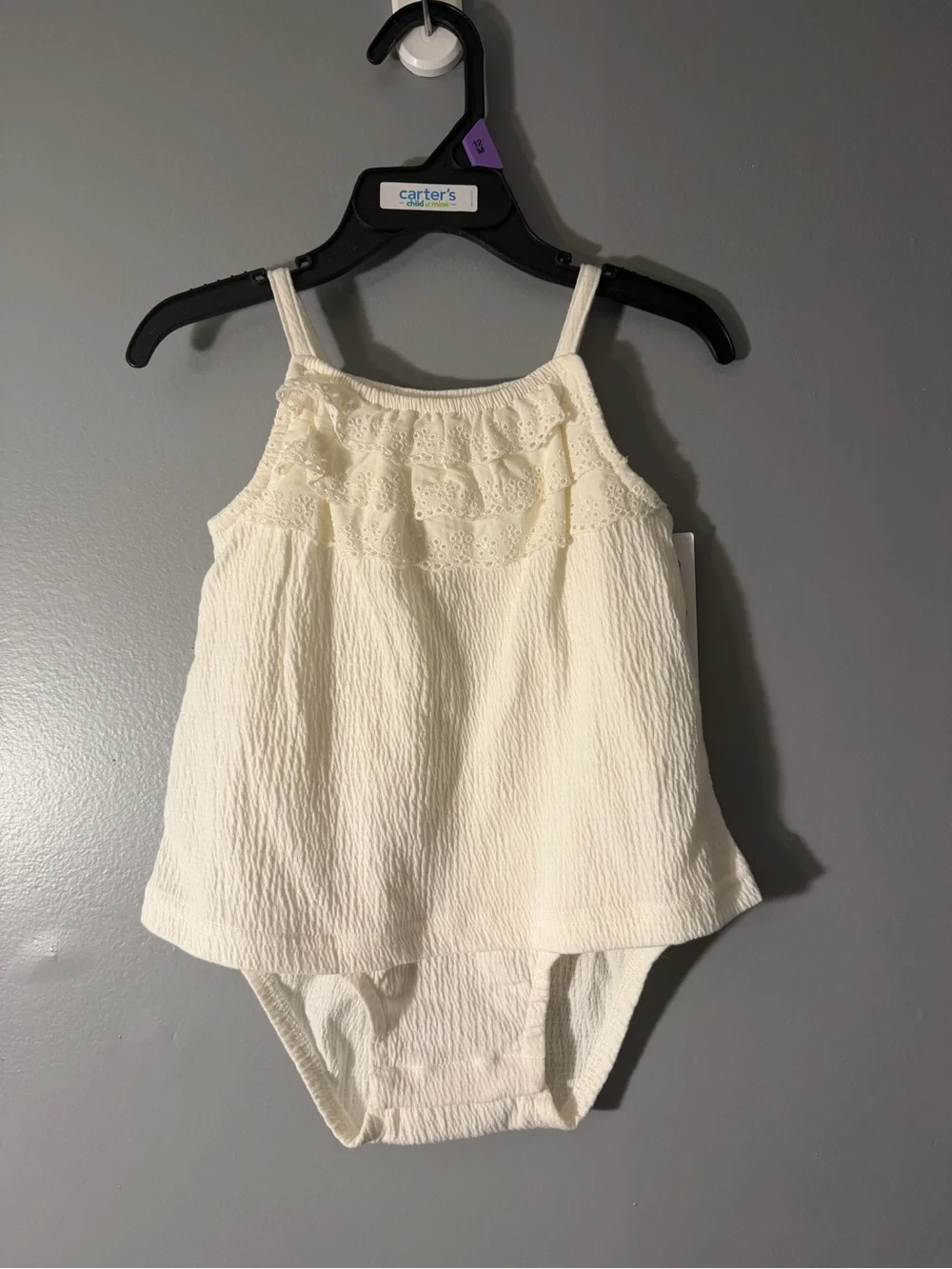 Carter's Cream Eyelet Ruffle Tank Romper